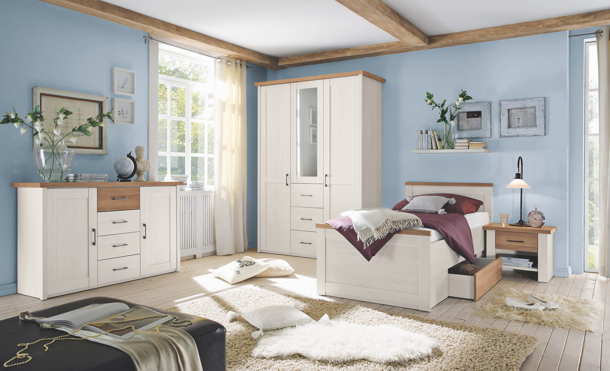 Schlafzimmer Luca SZ Komfort - Pinie Weiß Trü