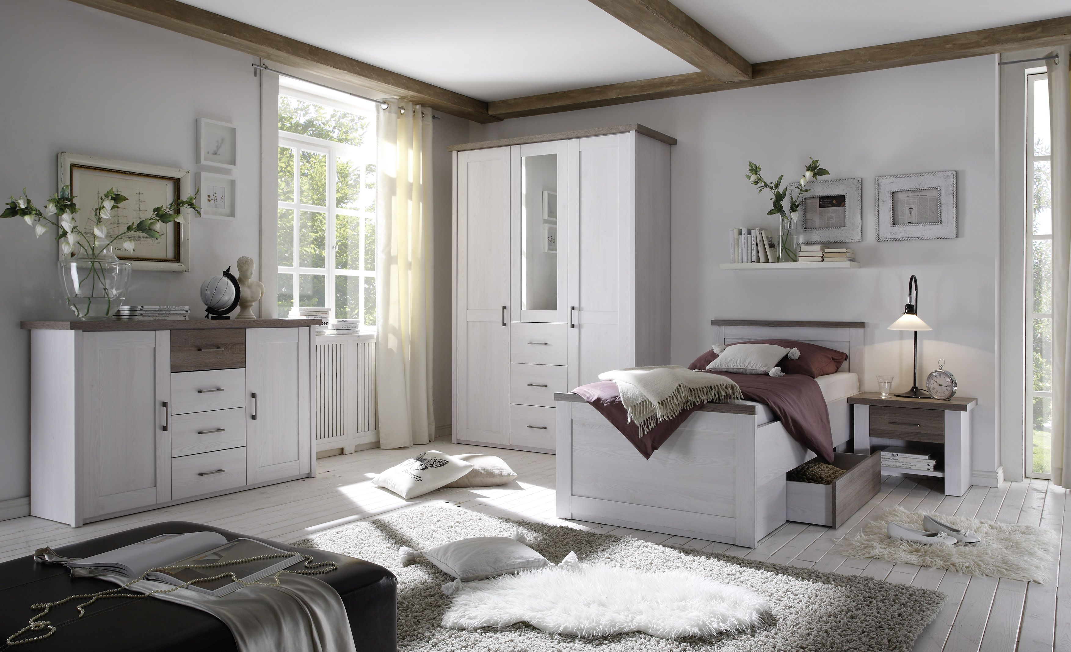 Schlafzimmer Luca SZ Komfort - Pinie Weiß Trü